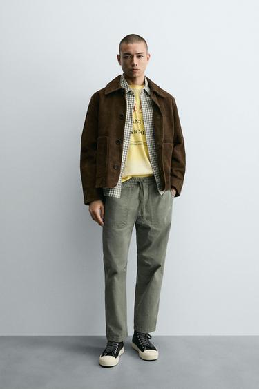 PANTALÓN RELAXED FIT LAVADO - Khaki de Zara - Imagen 0