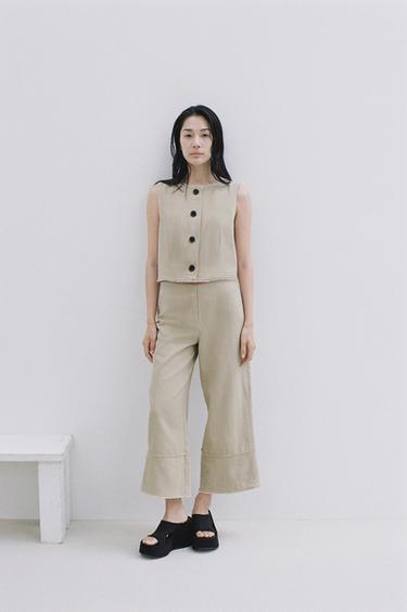 풀어진 러스틱 팬츠 - Zara 샌드