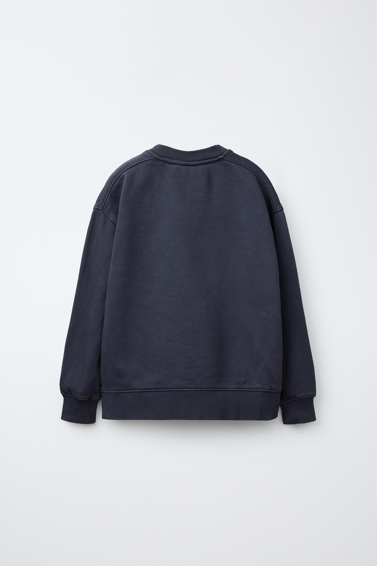 Детская толстовка Zara Plain Sweatshirt with Label Pocket, цвет: Синий / Серый — фото 2