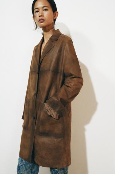 100% LEATHER COAT ZW COLLECTION LIMITED EDITION - Light brown by Zara