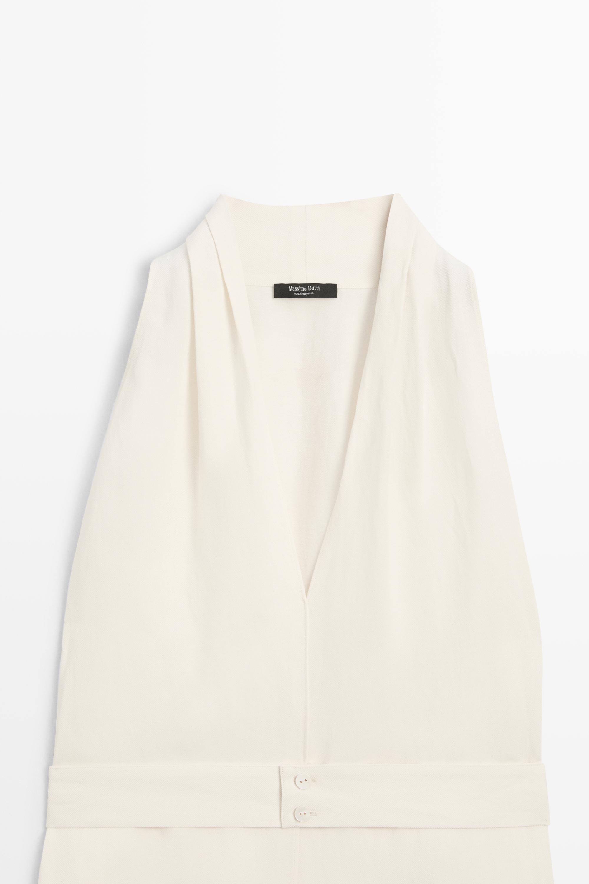 Flowing linen blend vest with belt detail