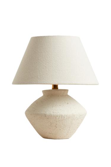 SMALL TABLE LAMP WITH EARTHENWARE BASE - Ecru by Zara