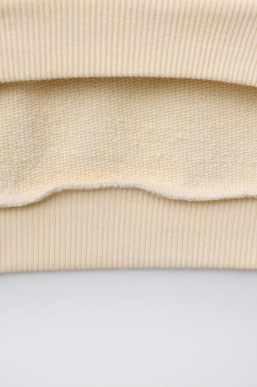 COLOUR BLOCK EMBROIDERED SWEATSHIRT - Ecru / Brown by Zara - Image 3