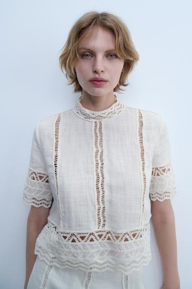 CHEMISE CROCHET ZW COLLECTION - Écru de Zara
