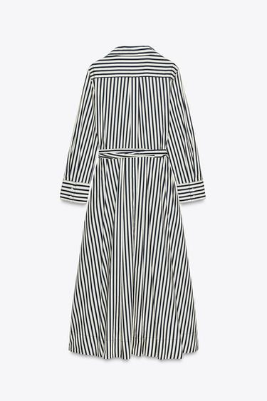 STRIPED SHIRT DRESS ZW COLLECTION - Ecru / Blue by Zara - Image 7