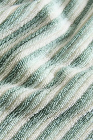 TEXTURED BATH TOWEL WITH COLOURED STRIPES - Ecru / Green by Zara - Image 4