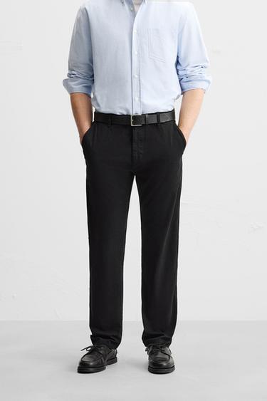 SLIM FIT CHINO TROUSERS - Black by Zara