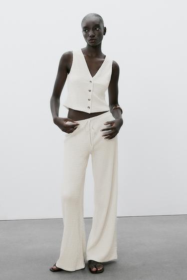 Zara STRUCTURED VEST TOP - Ecru - Image 0