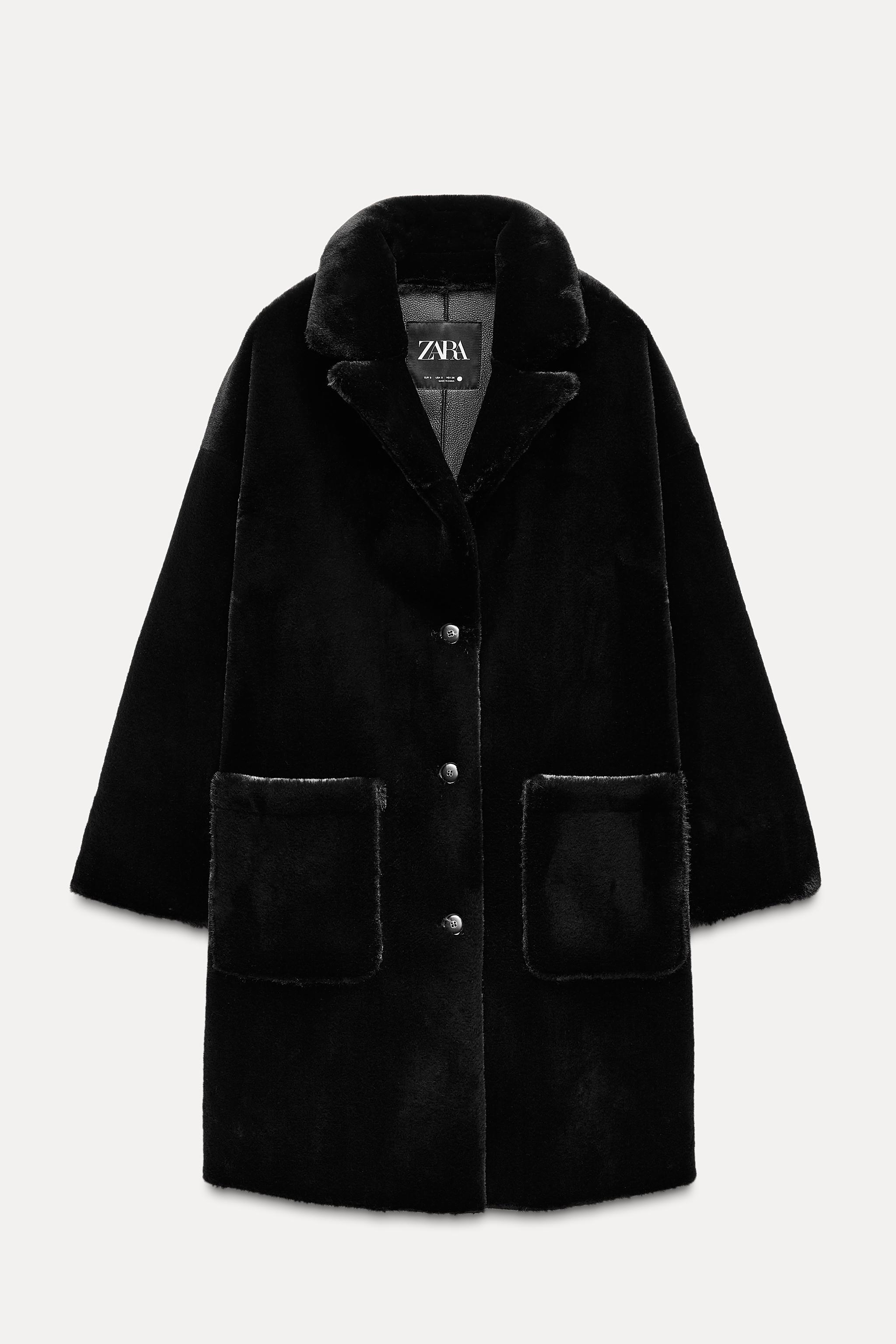 LONG FAUX FUR COAT ZW COLLECTION - Black | ZARA Australia
