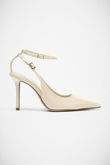 Zara BUCKLED SLINGBACK HEELS - Off White