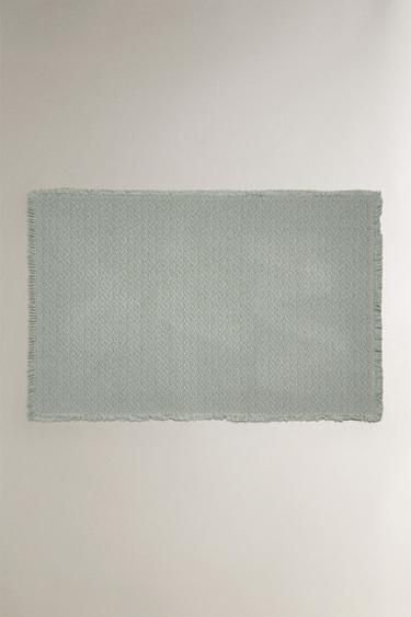 LATTICE PRINT BATH MAT - Blue / Green by Zara