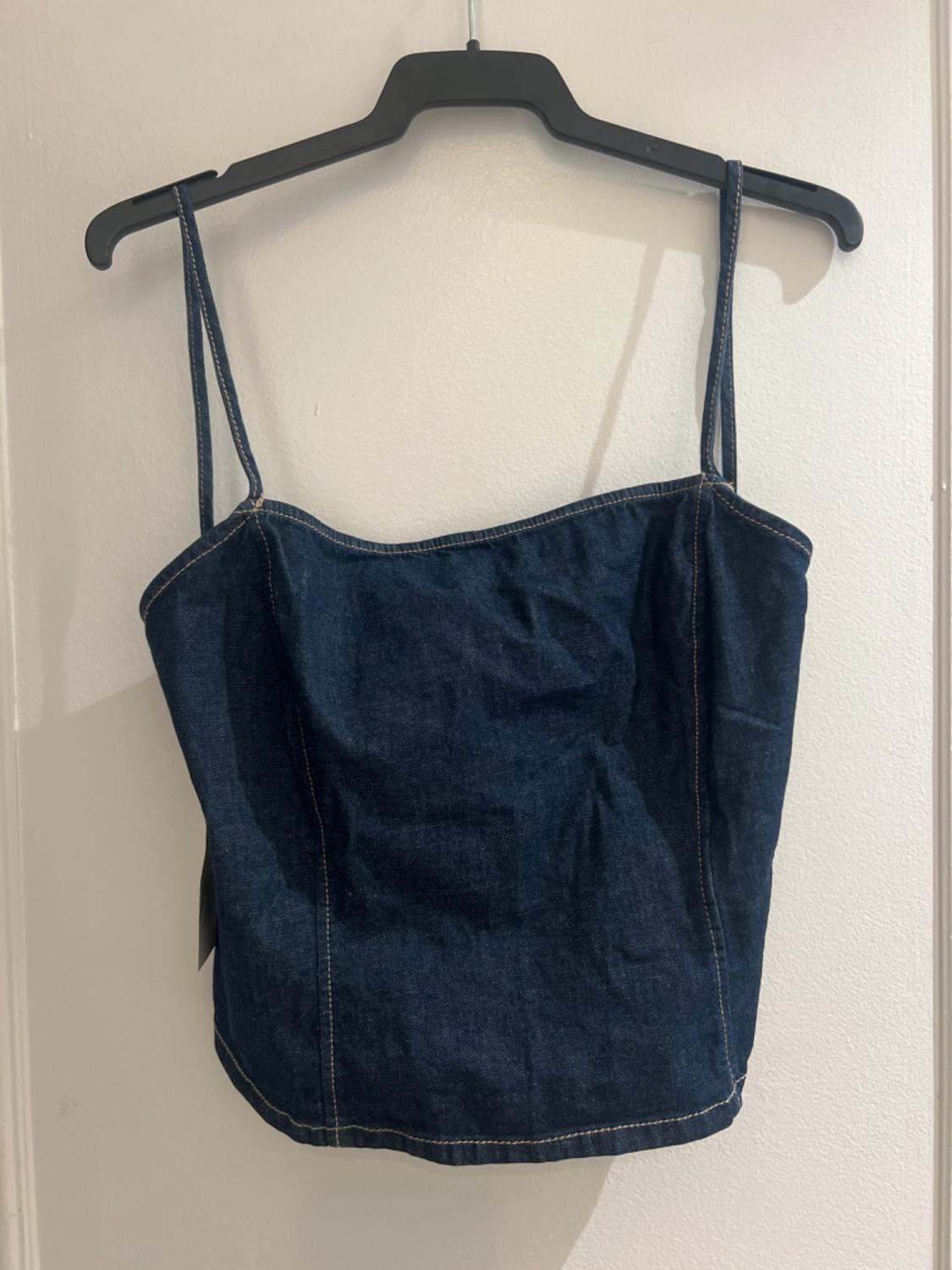 OPEN BACK DENIM TRF TOP