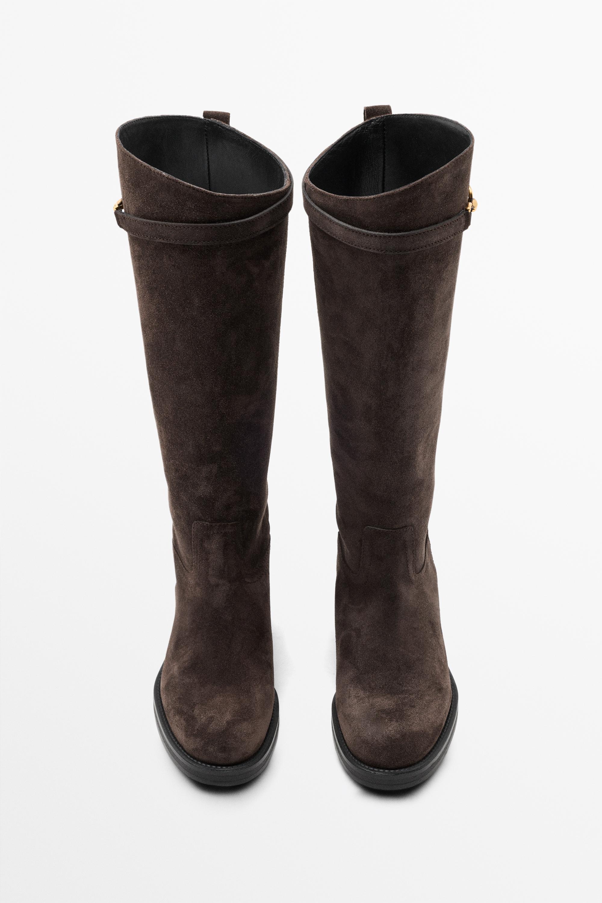 Split suede leather equestrian boot