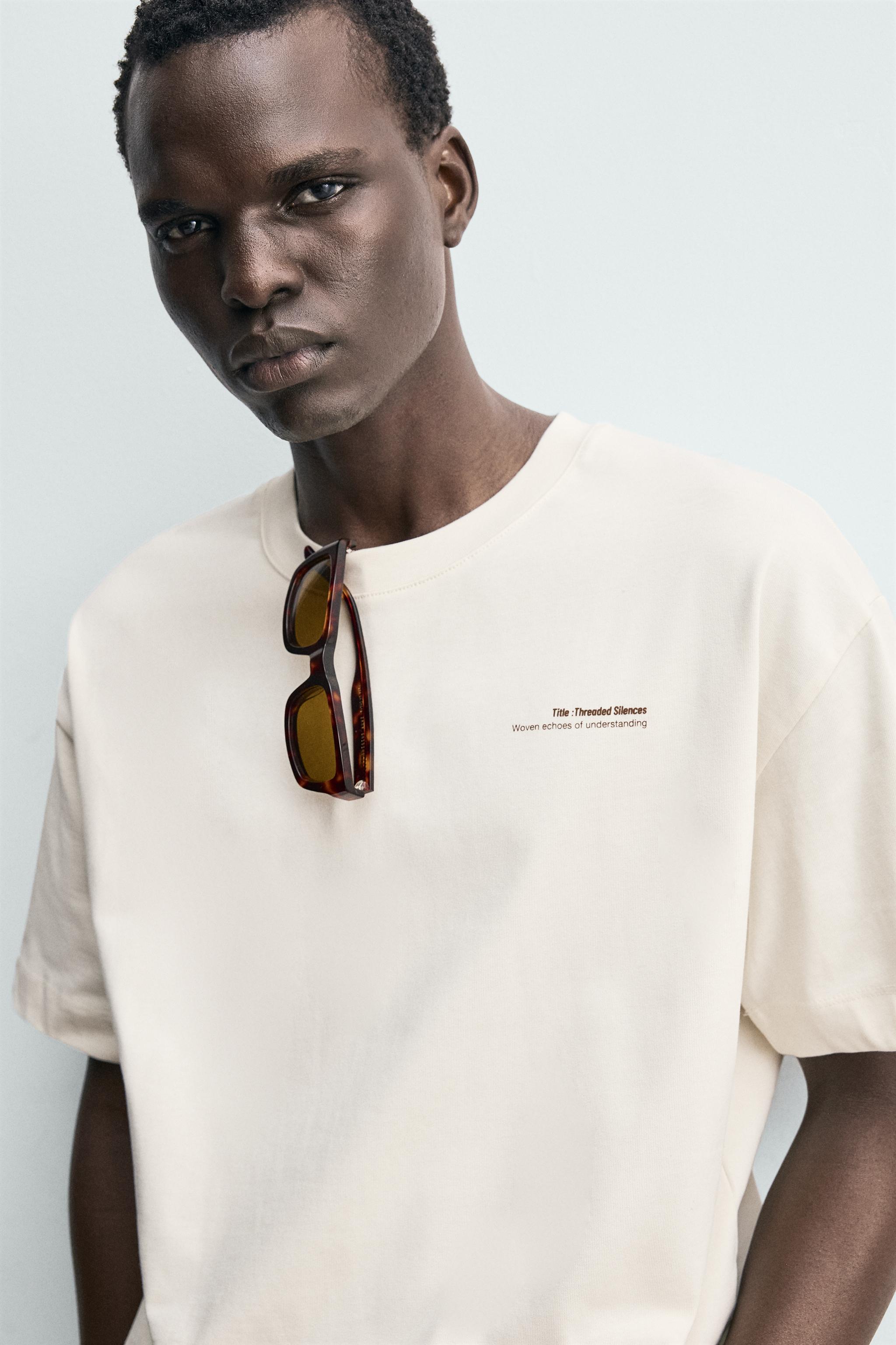 コントラストプリントパッチTシャツ - ベージュ | ZARA Japan / 日本 コントラストプリントパッチTシャツ - ベージュ | ZARA Japan / 日本