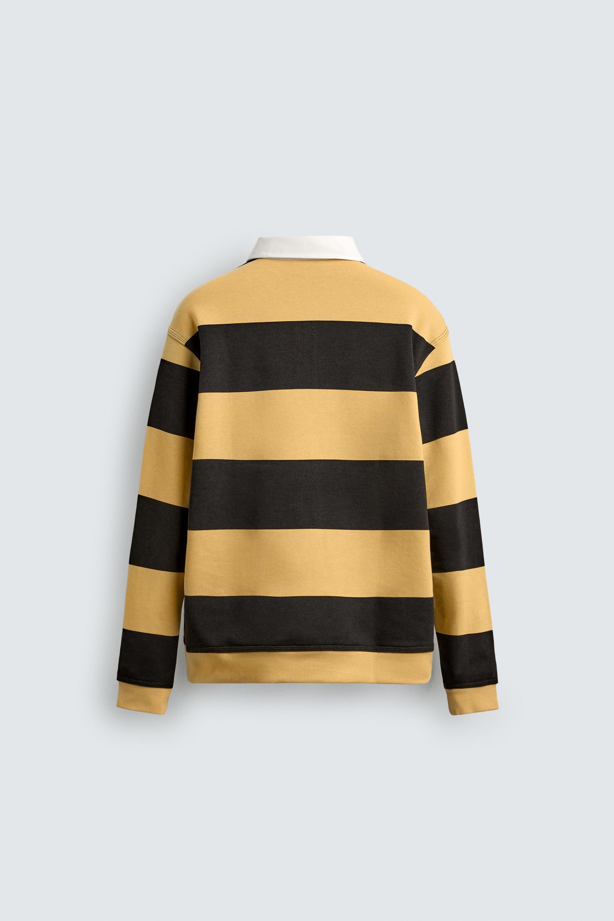 ZARA  ポロネックライダーススウェットシャツ コントラストポロネック スウェットシャツ - ブラウン/ エクリュ