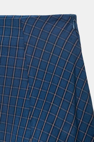 JUPE MI-LONGUE À CARREAUX PLISSÉE - Bleus de Zara - Image 8