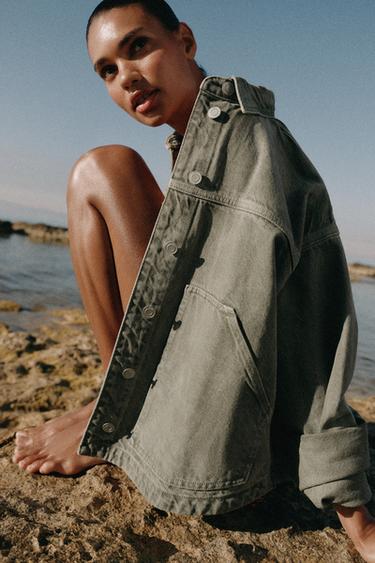 Zara Z1975 DENIM JACKET - Khaki