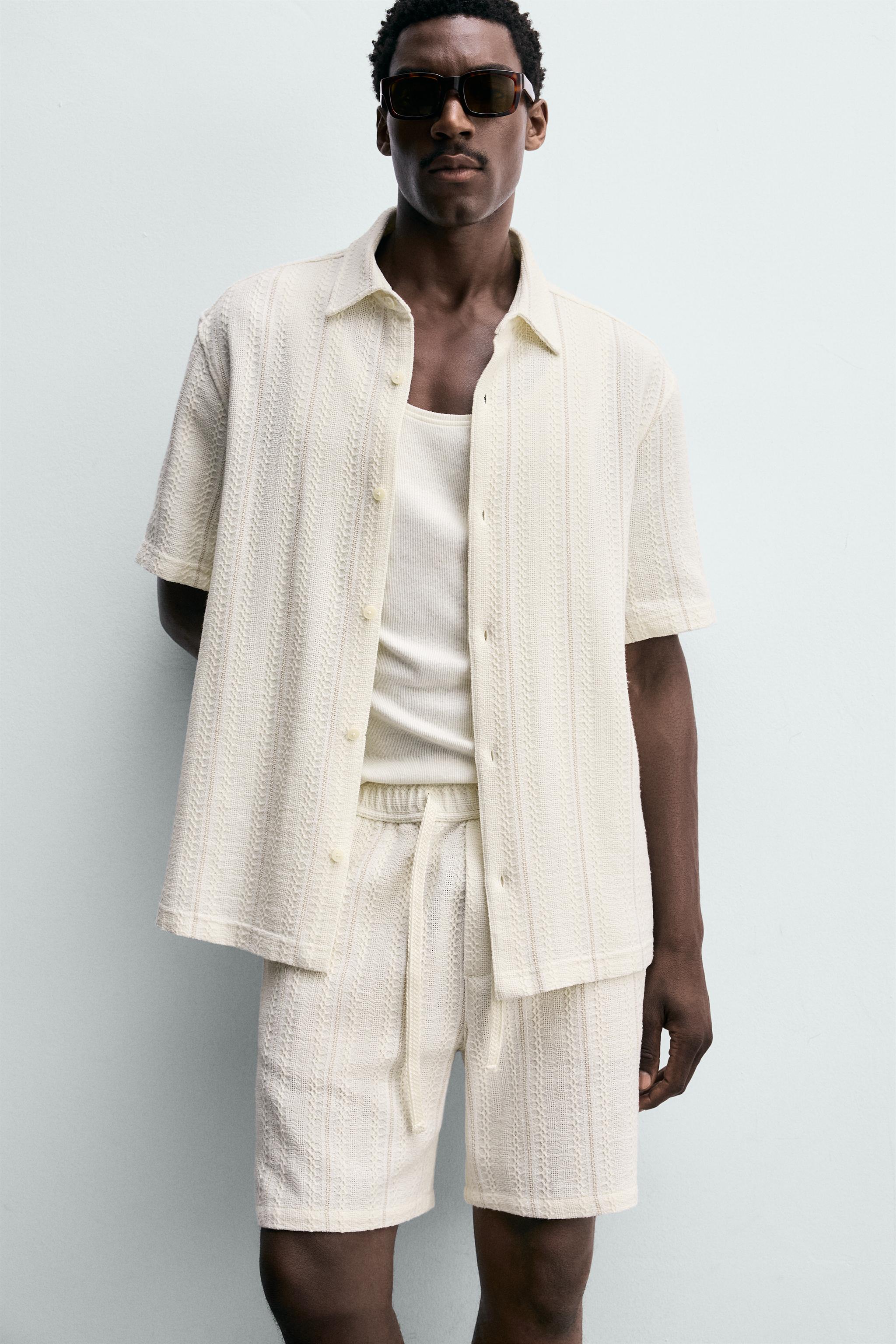 Мужские шорты Zara REGULAR FIT TEXTURED SHORTS — фото 6