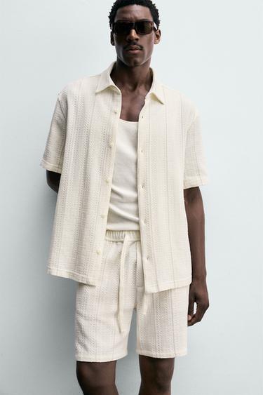 TEXTURED REGULAR FIT BERMUDA SHORTS - Ecru by Zara - Image 5
