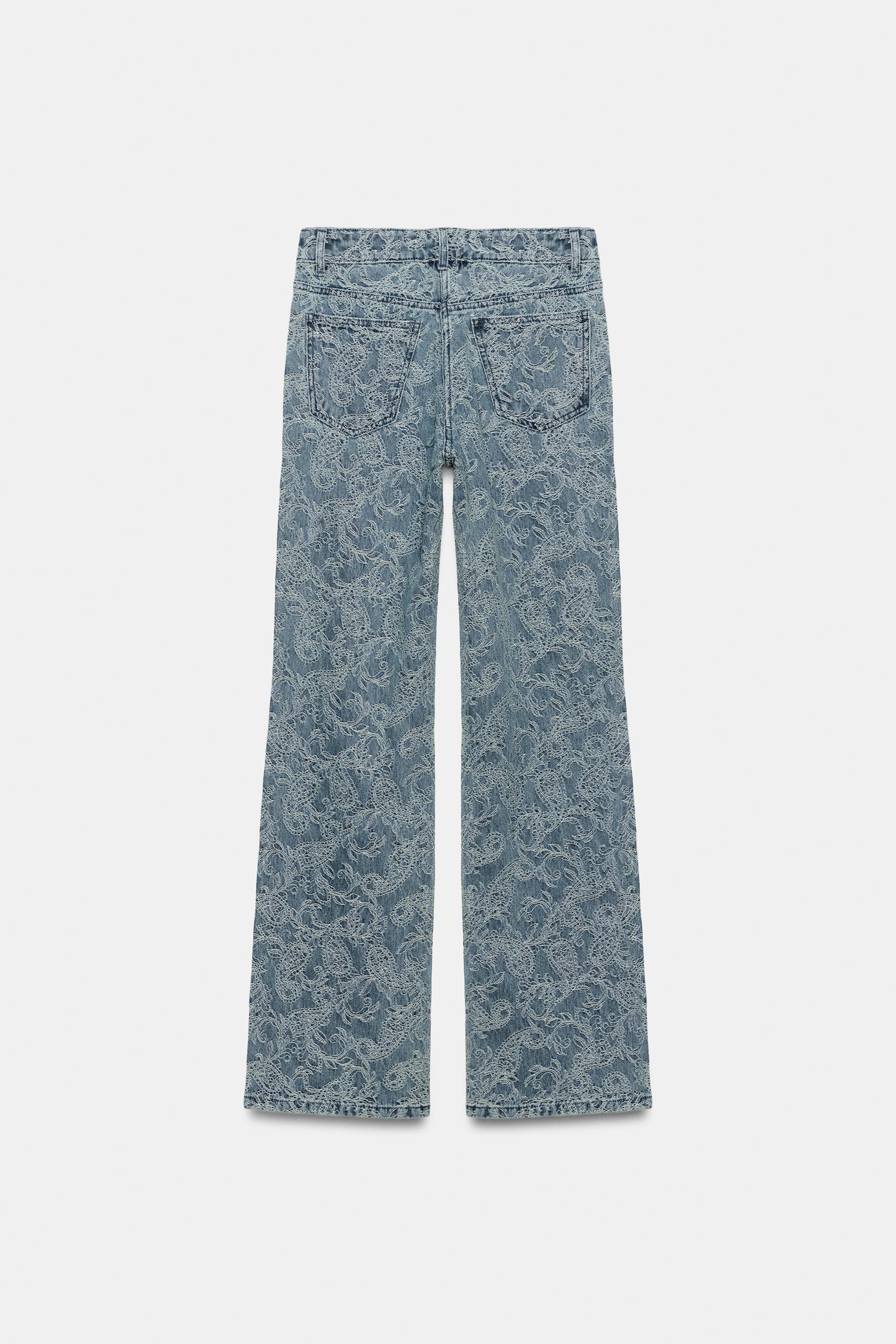Zara ZW COLLECTION YÜKSEK BEL JAKARLI FLARE JEAN görsel 7