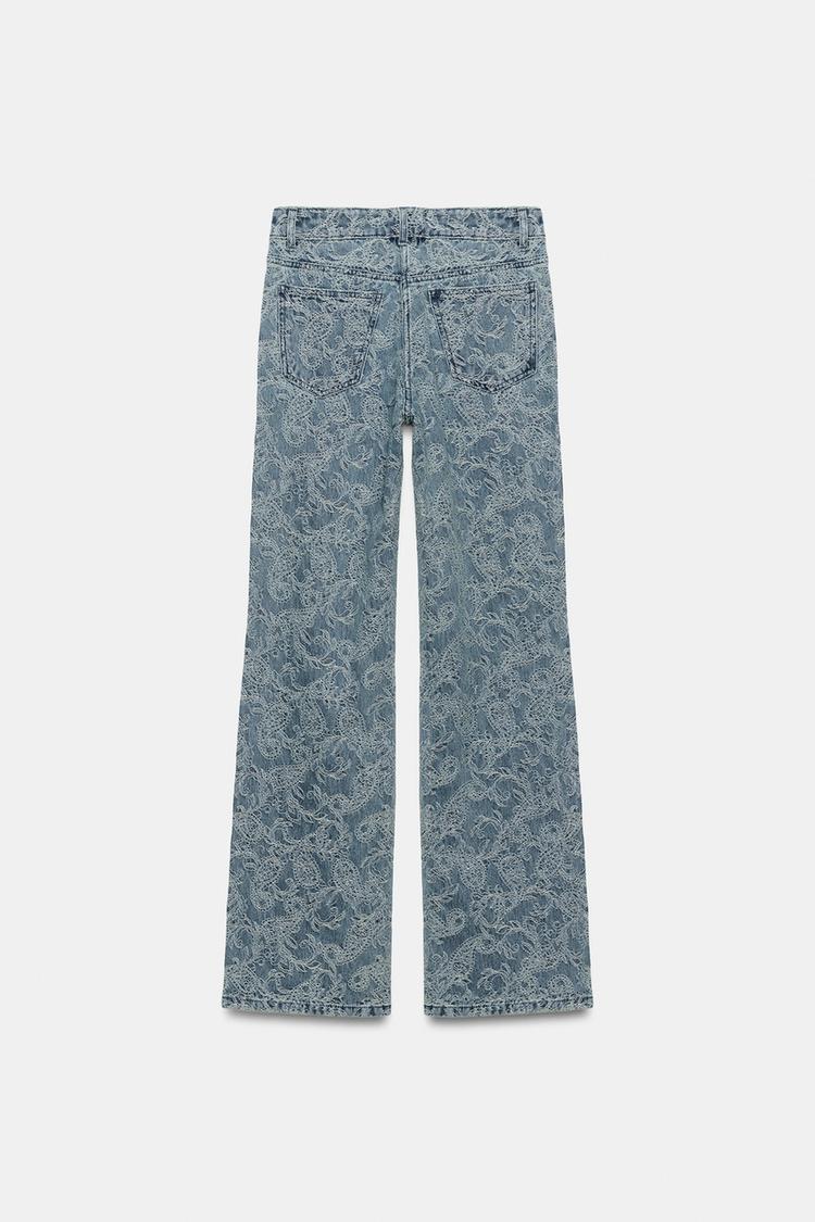 JEANS DE COLECCIÓN ZW DE CINTURA ALTA Y PIERNA ACAMPANADA CON JACQUARD 5