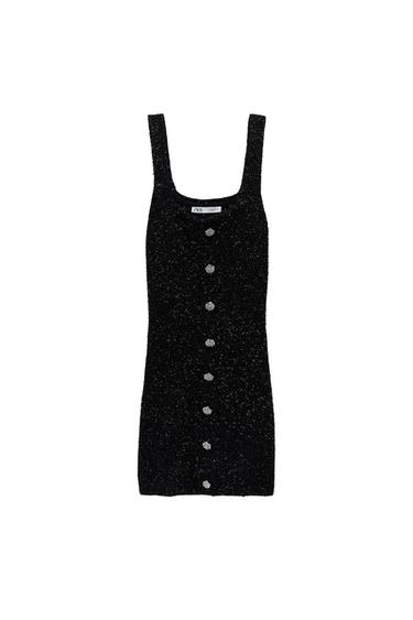 RHINESTONE BUTTON DRESS