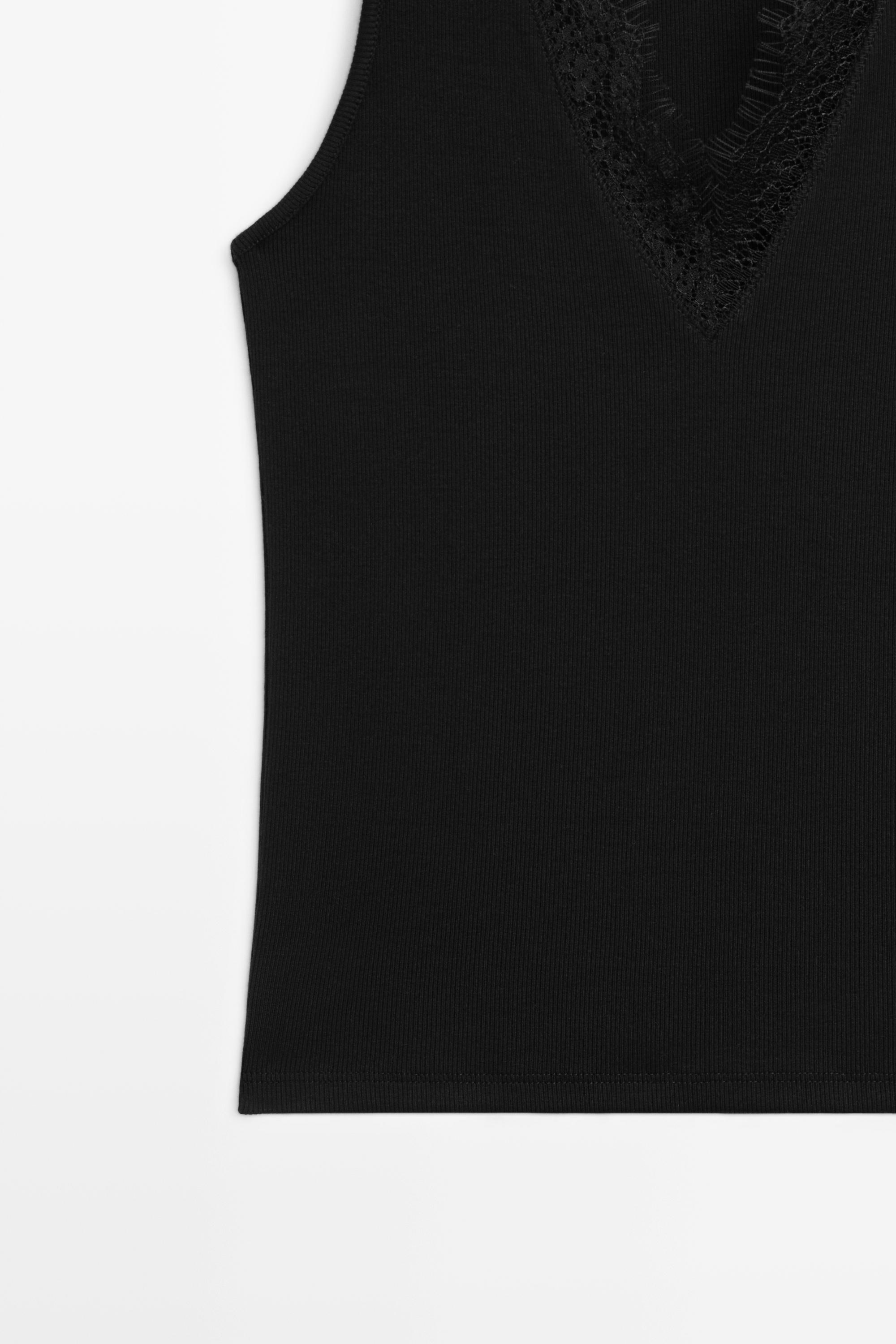 V-neck lace trim camisole top