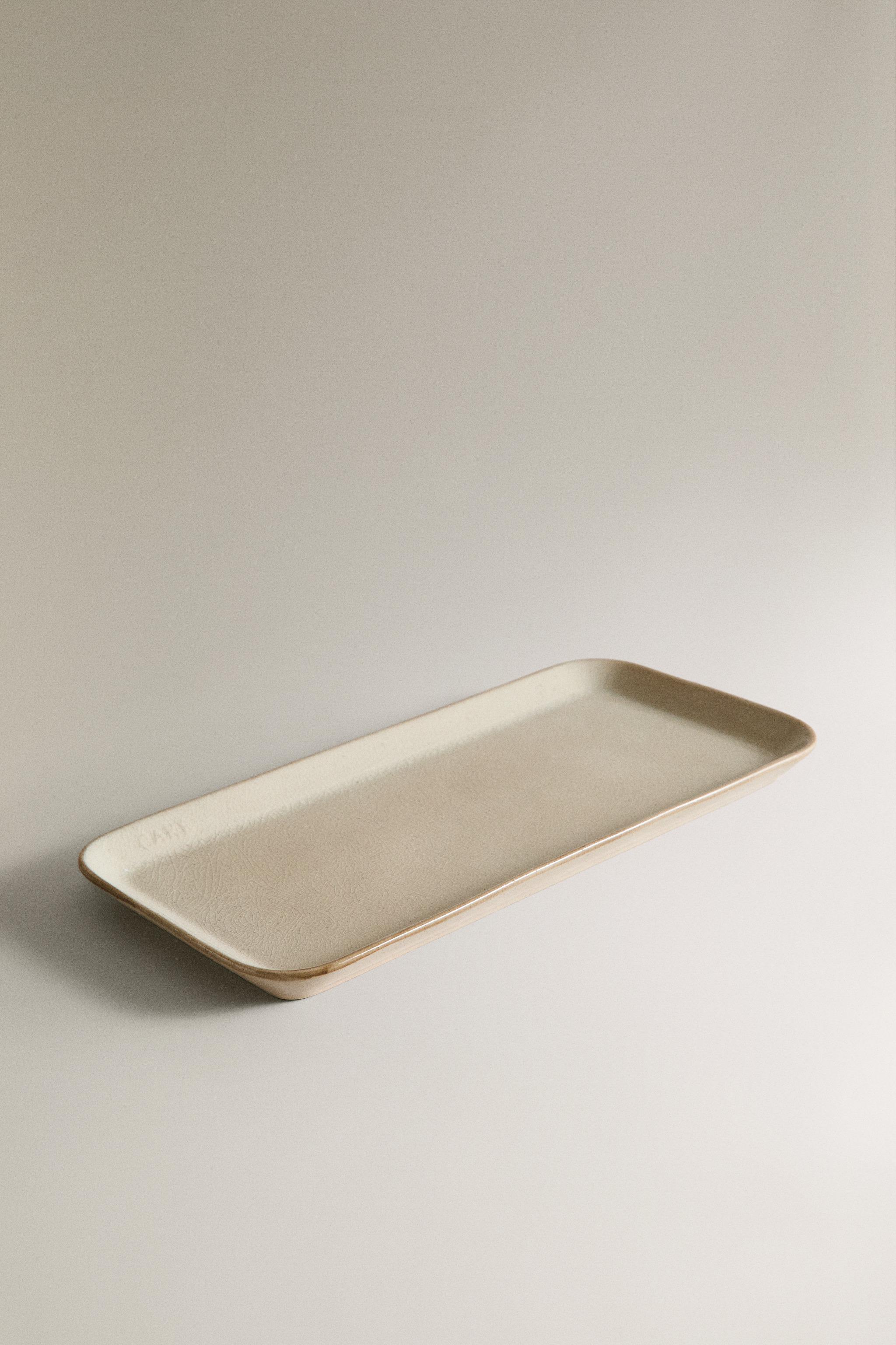 SMALL RECTANGULAR STONEWARE TRAY - Gray / Beige | ZARA United States