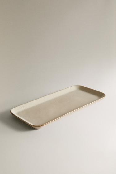 SMALL RECTANGULAR STONEWARE TRAY - Grey / Beige by Zara - Image 1