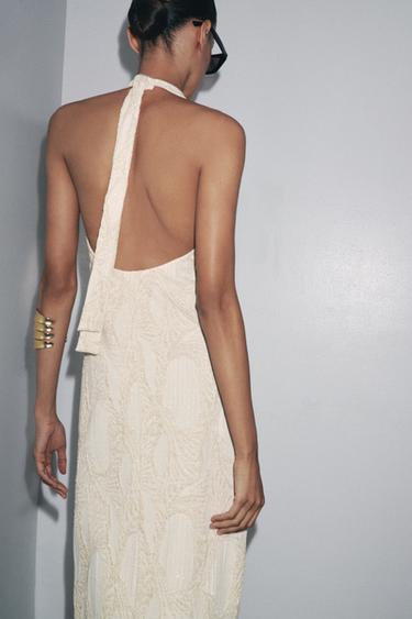 ROBE HALTER JACQUARD - Doré de Zara - Image 2