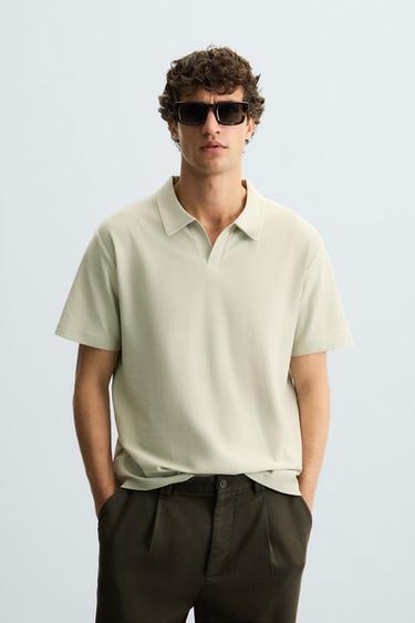 TEXTURED POLO SHIRT - Light green by Zara