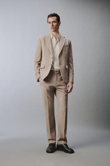 SLIM FIT SUIT TROUSERS - Sand / Marl by Zara - Image 0