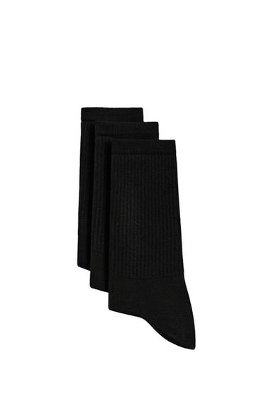 BASIC RIBBED SOCKS 3-PACK - Black by Zara