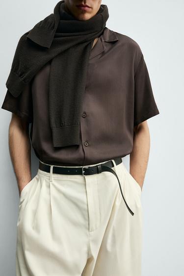 CHEMISE SATINÉE RELAXED FIT - Marron de Zara - Image 5