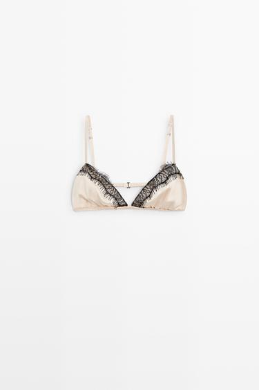 Silk blend lace triangle bra — Ecru 2