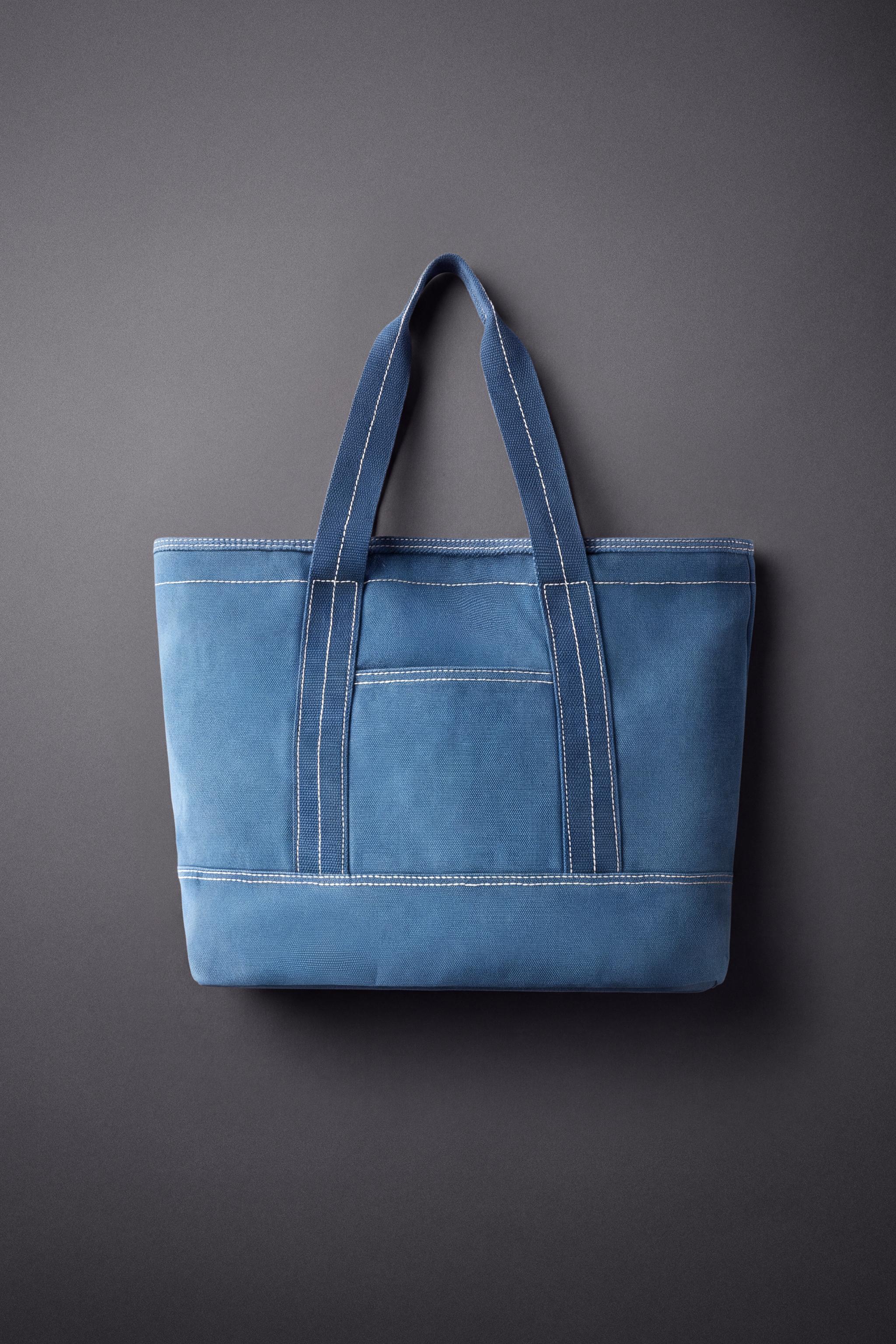 COLORED SHOPPER BAG — Blue