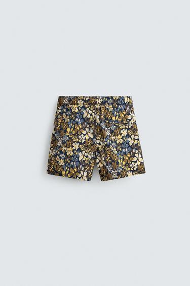 MID-LENGTH FLORAL PRINT SWIMMING TRUNKS - Brown by Zara - Image 6