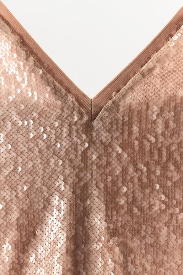 TOP À BRETELLES PAILLETTES - Rose pastel de Zara - Image 5