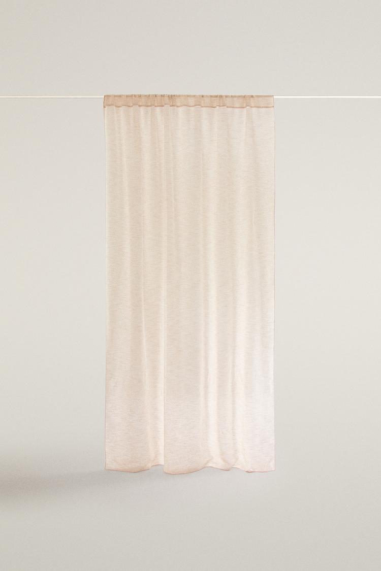 SHEER DOUBLE-WIDTH CURTAIN WITH LOW FILTRATION — Light beige