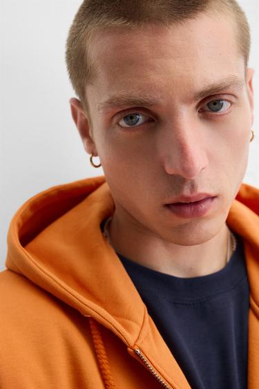 RELAXED FIT ZIP-UP HOODIE - Orange by Zara - Image 5