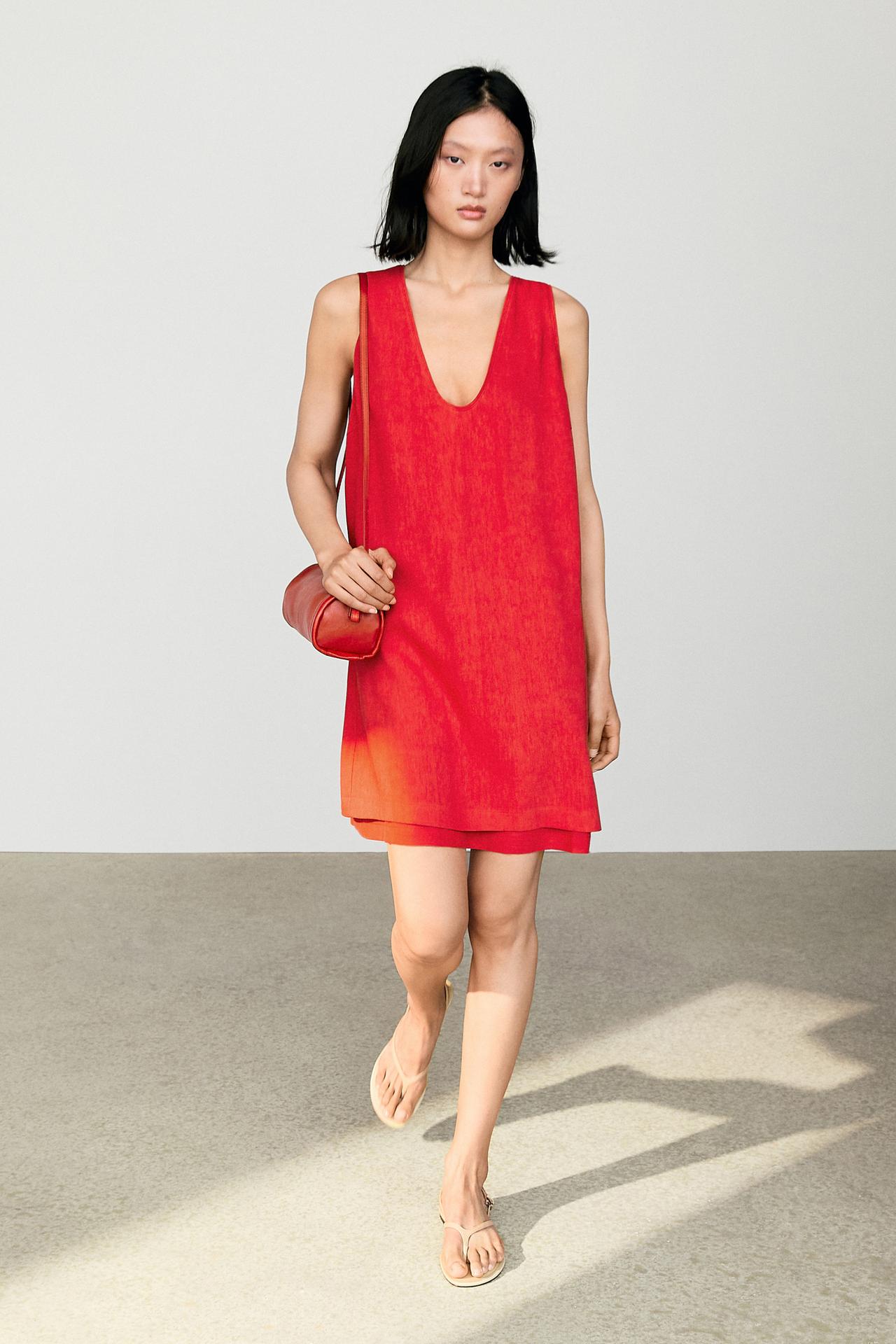 Double-layer mini dress — Red