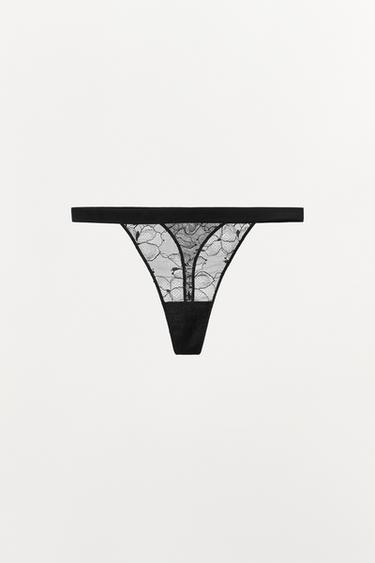 TANGA EN DENTELLE - Noir de Zara - Image 5