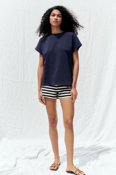 T-SHIRT À MANCHES TOMBANTES - Bleu de Zara
