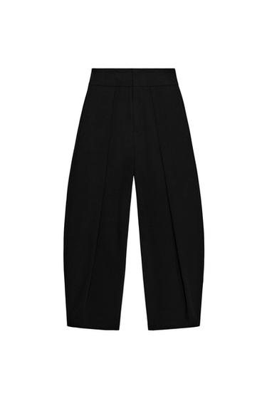 Zara PLEATED BALLOON PANTS - Black
