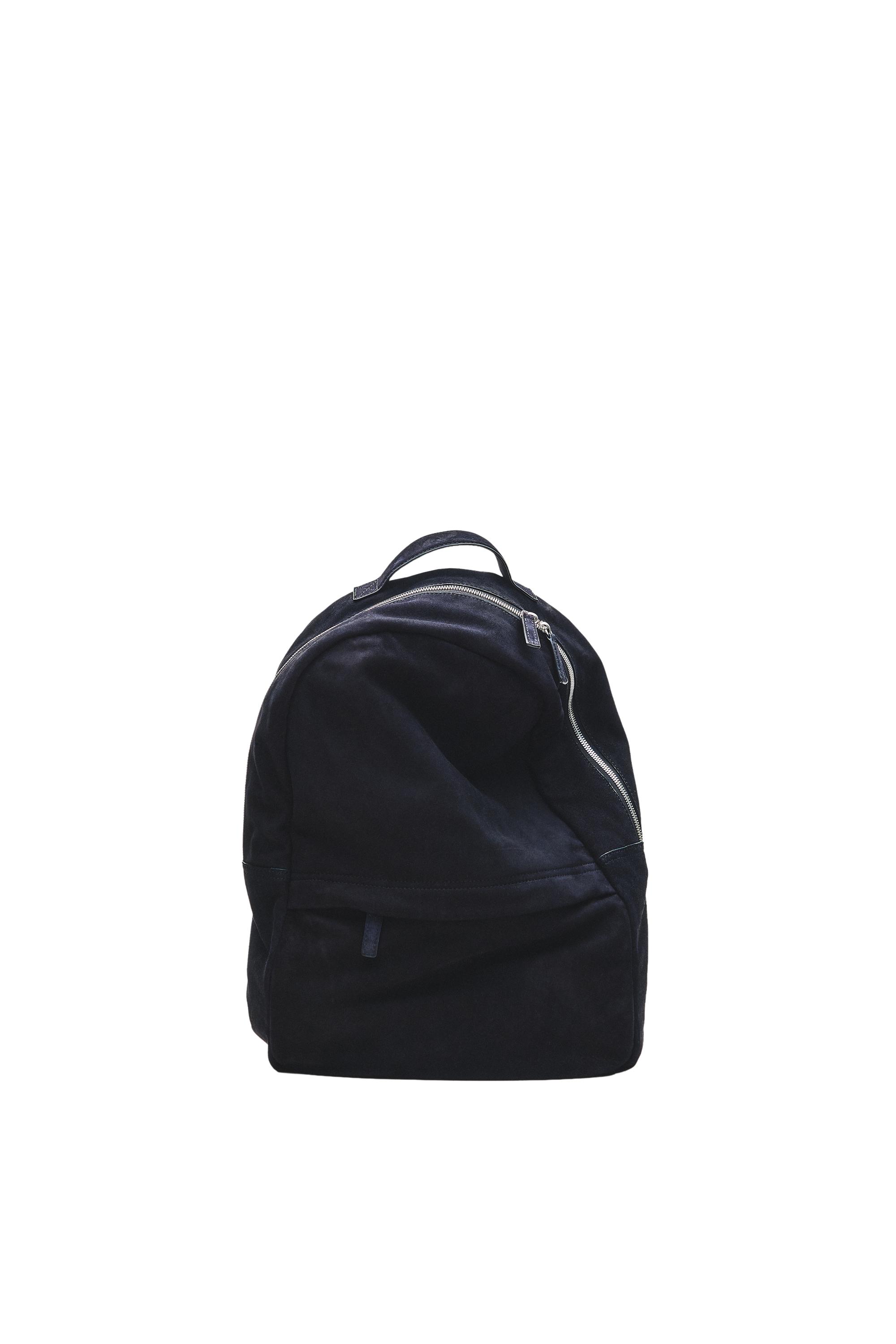 Suede leather backpack — Navy blue