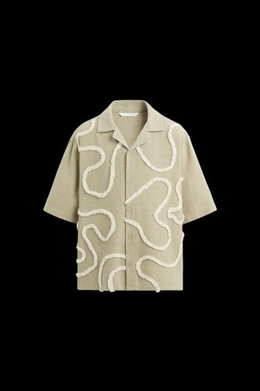 RELAXED FIT RAISED SHIRT - Grey / Tan by Zara