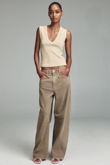 JEANS TRF BALLOON BAGGY TIRO MEDIO - Marrón / Topo de Zara