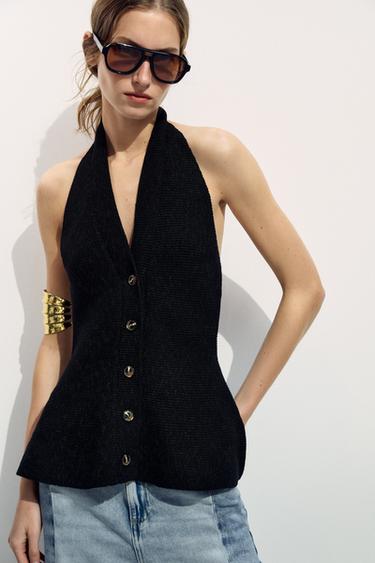 KNIT HALTER TOP - Black by Zara - Image 0