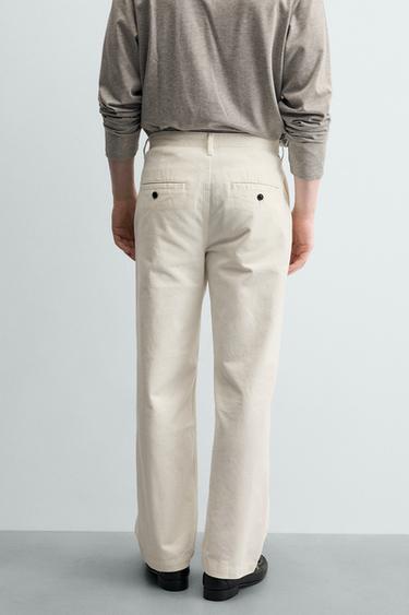 STRAIGHT-LEG CHINO TROUSERS - White by Zara - Image 2