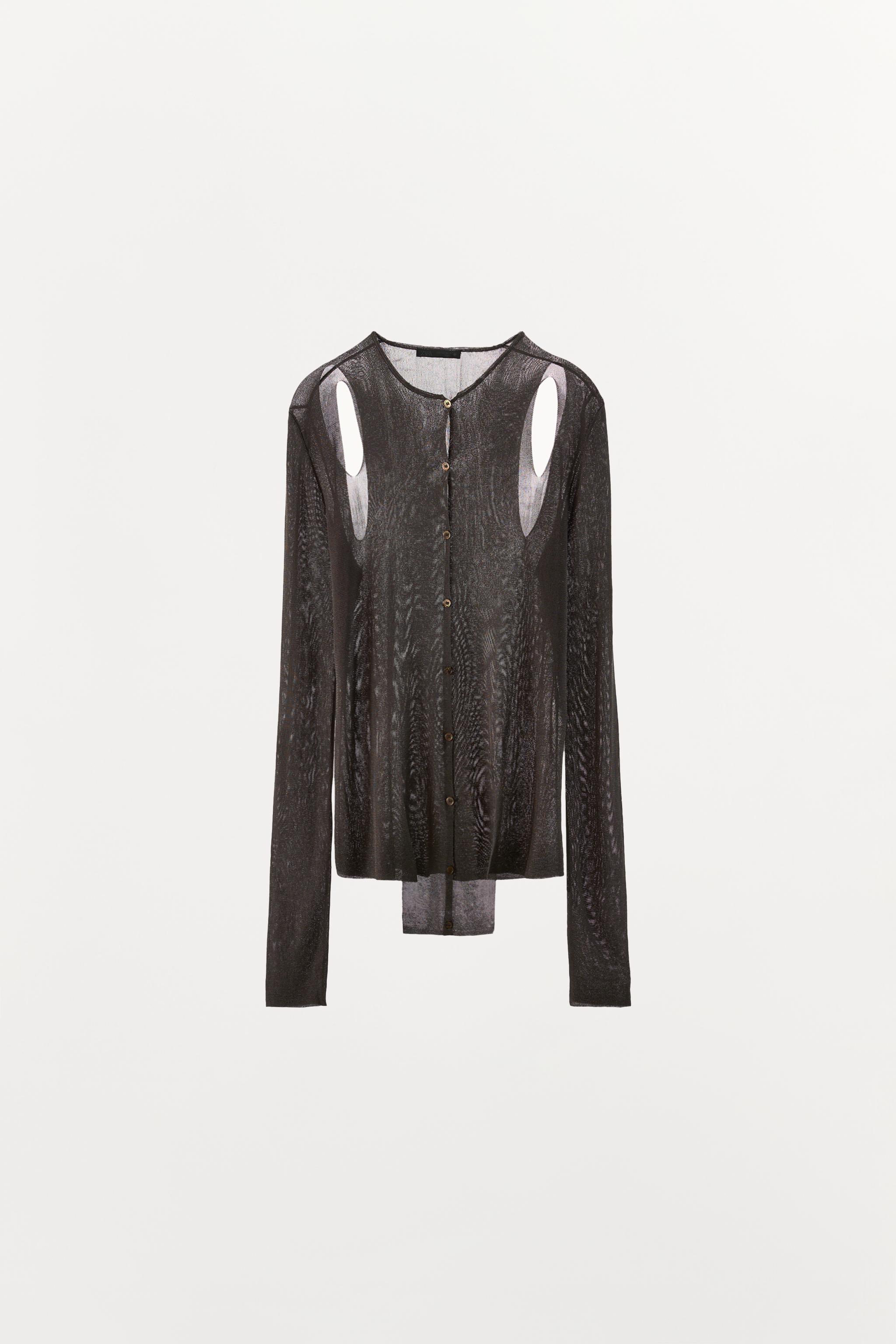 FINE KNIT COLD SHOULDER TOP